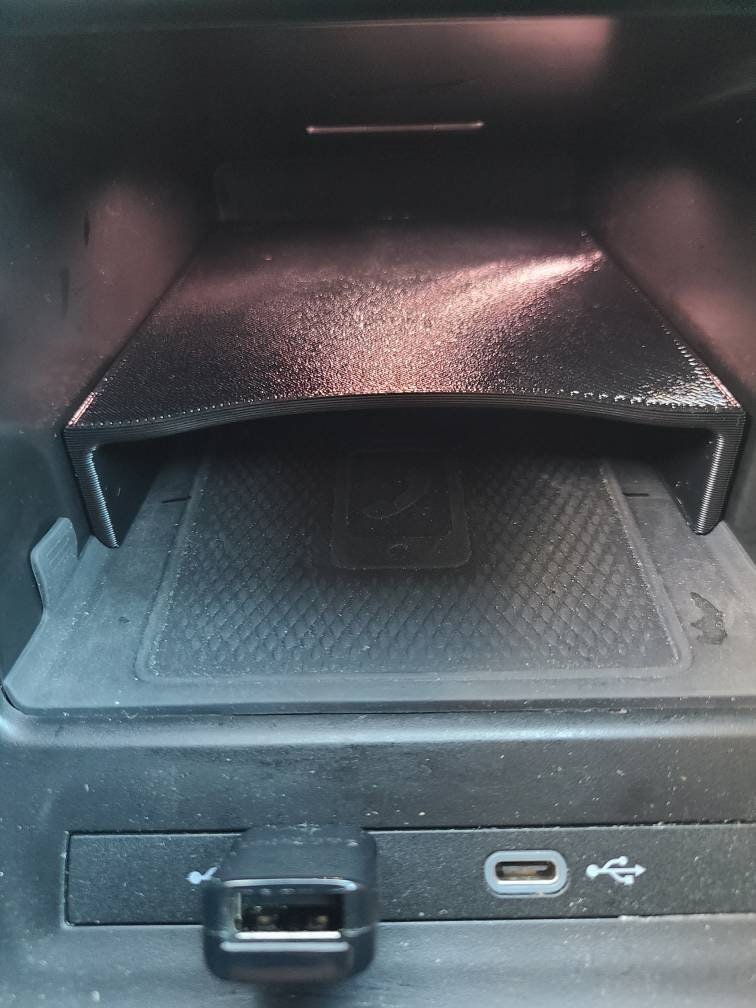 Shelf for wireless charger compartment for VW ID4, ID.5 allows for two phones in the compartment 3D printed - YURIK Accessories